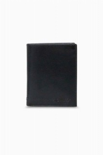 Wallet - Black Double Piston Vertical Leather Men's Wallet 100345804 - Turkey