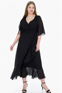 Woman - Plus Size Chiffon Long Dress 100276190 - Turkey
