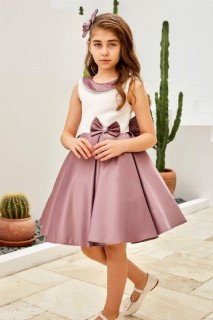 Outwear - ياقة بناتي لؤلؤية ، فيونكة الخصر وتنورة مع فستان أرجواني منتفخ 100327654 - Turkey