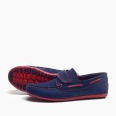 Genuine Leather Navy Blue Casual Sailor School Shoes for Boys 100278792