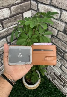 Diga Dark Tan Knitted Printed Horizontal Leather Card Holder / Business Card Holder 100345911
