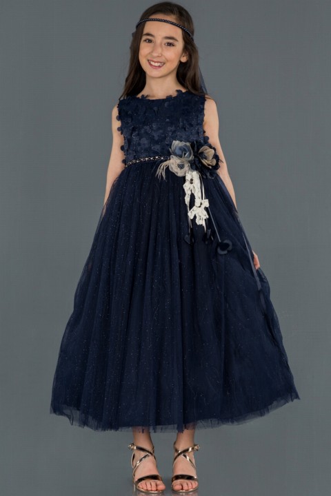 Wedding & Evening - Evening Dress Floral Detailed Child Evening Dress 100297655 - Turkey