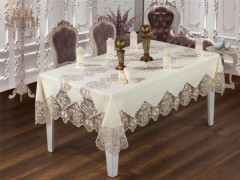 Table Cover Set - French Guipure Bouquet Lace Dinner Set - 25 Pieces 100259860 - Turkey