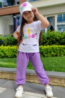 Tracksuits, Sweatshirts - Girl Boy Hat Unicorn Lilac Tracksuit Suit 100326826 - Turkey