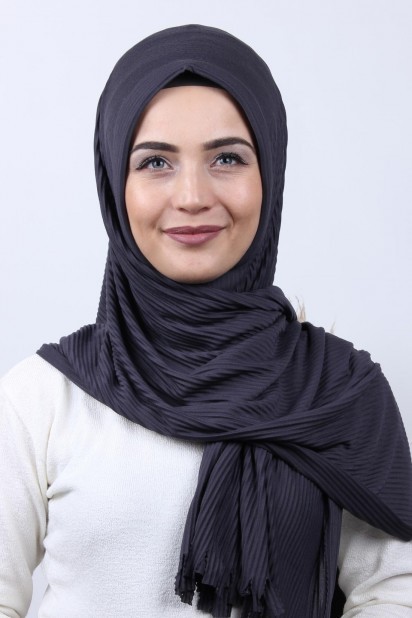 Woman Hijab & Scarf - Pleated Hijab Shawl Smoked 100282913 - Turkey