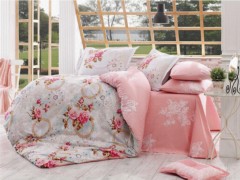 Dowry set - Clementina Double Duvet Cover Set Pink 100260205 - Turkey