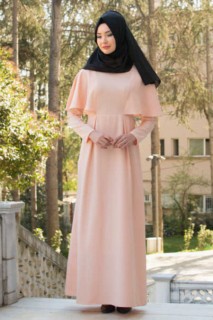 Clothes - Powder Pink Hijab Dress 100332874 - Turkey