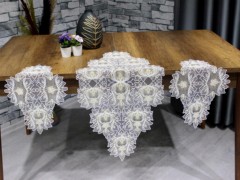 Living room Table Set - Dowry Land Beatrix 3-Piece Luxury Bedroom Set Cream Cappucino 100331107 - Turkey