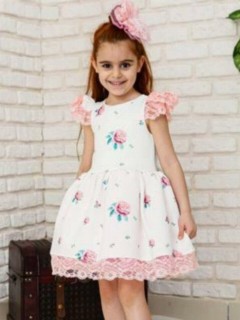 Girl Clothing - فستان بناتي دانتيل مزهر أبيض 100326714 - Turkey