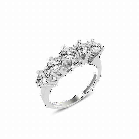 Rings - Infinity Motif Five Stone Silver Ring 100347221 - Turkey