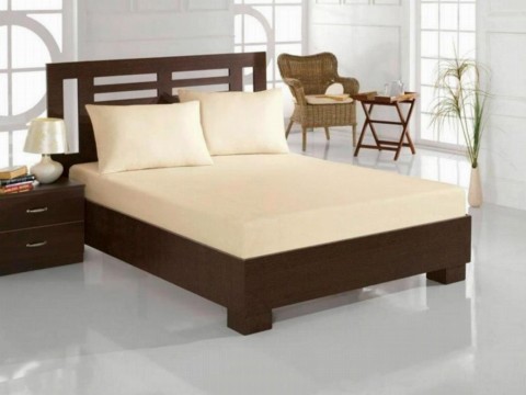 Single Sheet - Combed Cotton Single Elastic Bed Sheet Cream 100330747 - Turkey