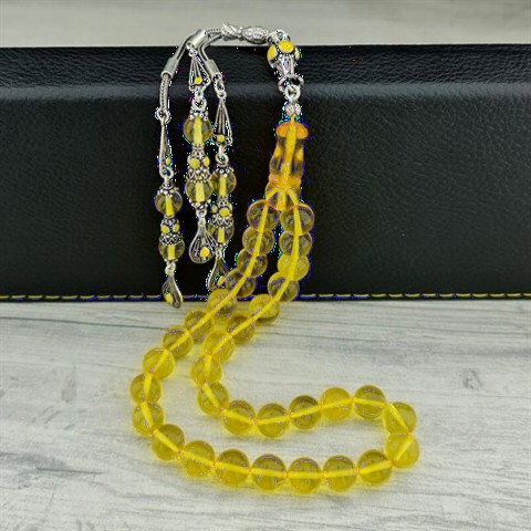 Rosary - Silver Tasseled Amber Drop Rosary Special Design 100352191 - Turkey