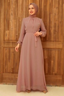 Clothes - Salmon Pink Hijab Dress 100340160 - Turkey
