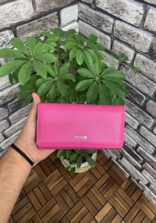 Bags - Pink Leather Zippered Women's Wallet 100345446 - Turkey