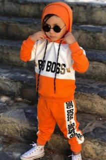 Boy's Beret Digital Printed Hooded Orange Tracksuit Suit 100344706