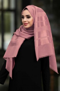 Woman Bonnet & Hijab - Pink Hijab Shawl 100335047 - Turkey