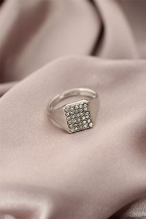 Rings - Silver Color Metal Zircon Stone Women's Ring 100319480 - Turkey