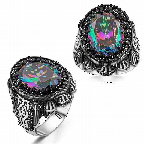 mix - Mosque Motif Mystic Topaz Sterling Silver Ring 100350222 - Turkey