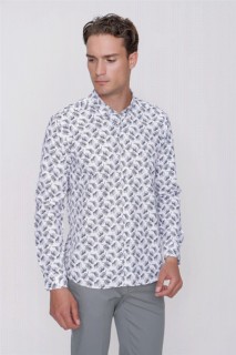 Men's Black Merida Slim Fit Slim Fit Printed Long Sleeve Shirt 100350854