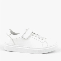 White Velcro Laced Sneakers For Boy's 100316940