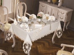 Table Cover Set - Daisy Love Table Cloth 26 Pieces Cream 100260102 - Turkey