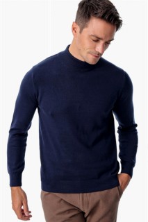 Men's Navy Blue Dynamic Fit Basic Half Fisherman Knitwear Sweater 100345072
