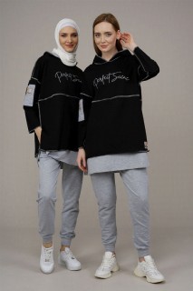 Pajamas - Women's Hooded Reverse Stitched Tracksuit 100325830 - Turkey