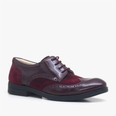 Classical - Titan Classic Claret Cuir verni Nubuck Chaussures à lacets pour garçons 100278711 - Turkey