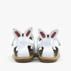 Bunny Genuine Leather White Velcto Baby Sandals 100352432
