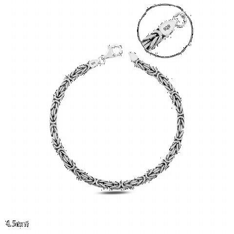Bracelet - Classic King Square Chain Silver Bracelet 100346561 - Turkey