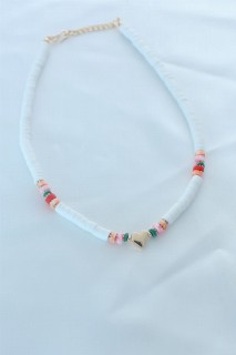 Necklaces - White Color Heart Figure Beads Women Necklace 100327924 - Turkey