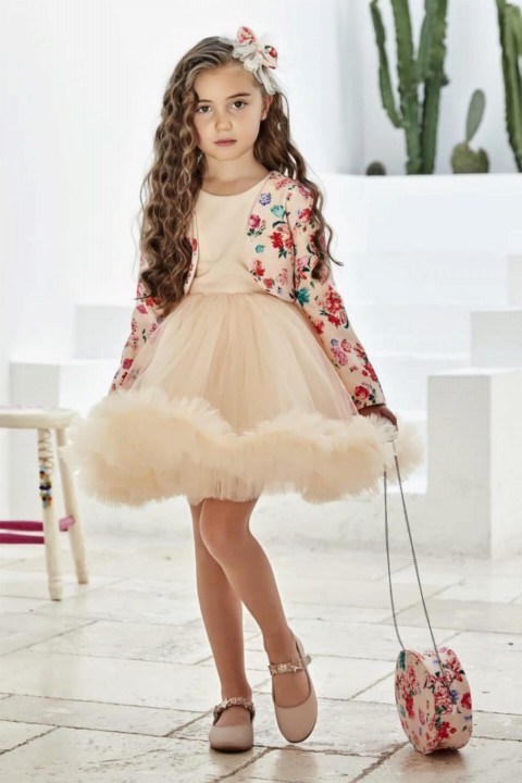 Girl's Flower Bolero Skirt Frilly Powder Bag Evening Dress 100328653