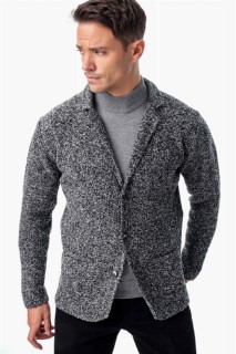 Men's Black Dynamic Fit Buttoned Long Sleeve Knitwear Jacket 100345087