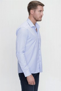 Men's Blue Jacquard Slim Fit Shirt 100351012