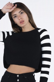 Knitwear Mix - Women's Sleeves Striped Knitwear Sweater 100326268 - Turkey