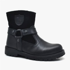 Boots - Garuda Genuine Black Leather Zipper Boots for Kids 100278629 - Turkey