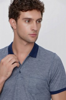 Men's Marine Polo Neck Dynamic Fit Comfortable Fit Pocket Patterned T-Shirt 100350934