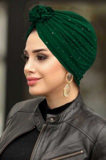 Other Shawls - Green Hijab Cap Shawl 100336429 - Turkey