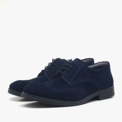 Titan Dark Blue Suede Lace up Classis Shoes for College Boys 100278722