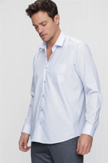Men's Light Blue Regular Fit Comfy Cut Solid Collar Long Sleeve Shirt 100351319
