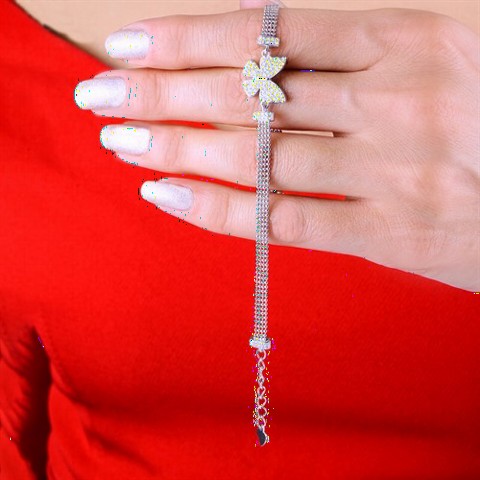 Bracelet - Butterfly Motif Women's Sterling Silver Bracelet 100349650 - Turkey