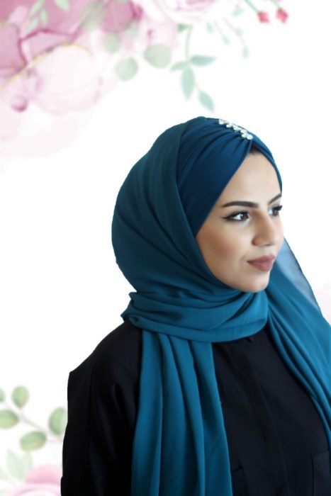 Ready to wear Hijab-Shawl - Blue Petrol - Code: 62-02 100294027 - Turkey