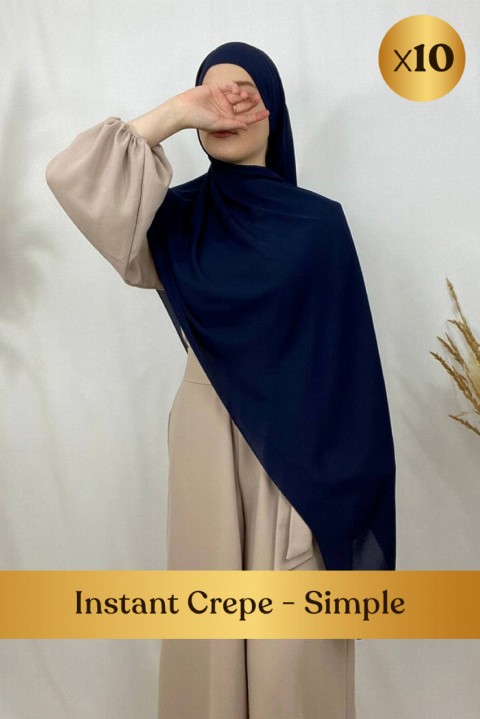 Ready to wear Hijab-Shawl - Hijab crêpe prêt à nouer, bandeau droit intégré - en box 10 pièces - Turkey