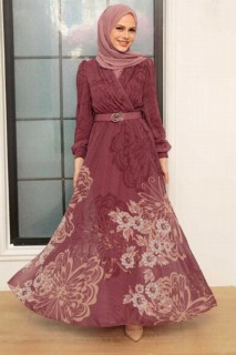 Clothes - Robe Hijab Rose Poudré Foncé 100340754 - Turkey