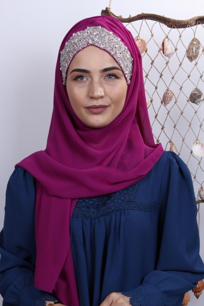 Woman Hijab & Scarf - شال کاپوت طرح سنگ گیلاس پوسیده - Turkey