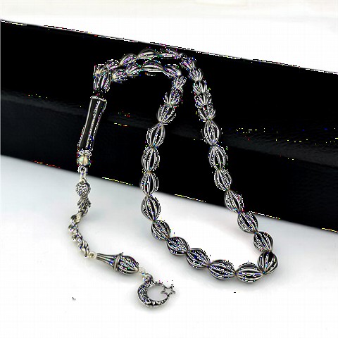 Rosary - Splitting Silver Turning Erzurum Oltu Stone Rosary 100349911 - Turkey