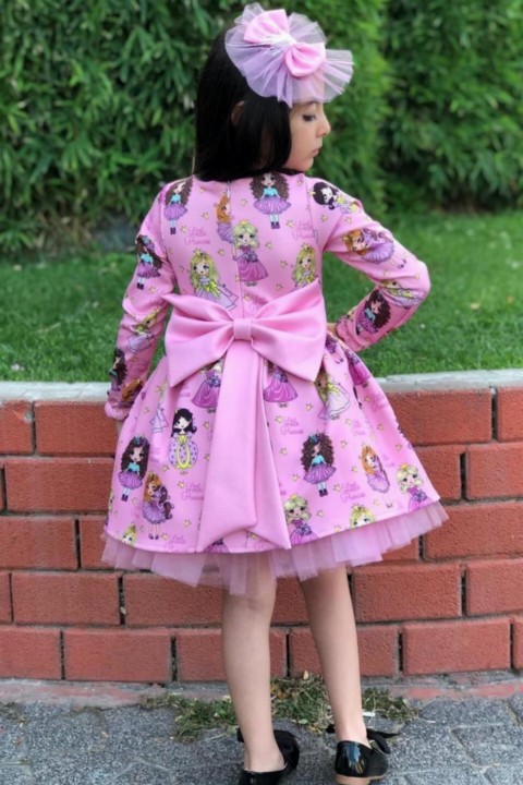 Girl Little Princess Long Sleeve Fluffy Tulle Pink Dress 100327042