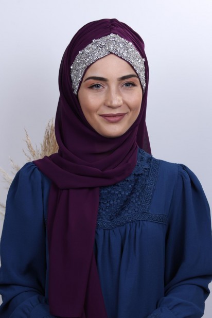 Woman Hijab & Scarf - طرح سنگ کلاه شال آلو - Turkey