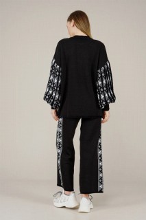 Women's Balloon Sleeve Patterned Knitwear Suit 100352585