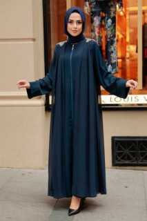 Daily Dress - Navy Blue Hijab Turkish Abaya 100344885 - Turkey